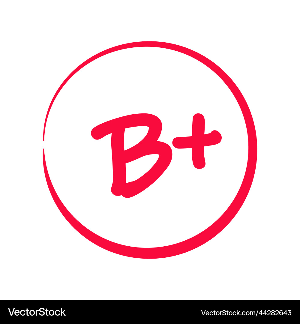 Grading system b grades for school with plus Grading system b grades for school with plus vector image