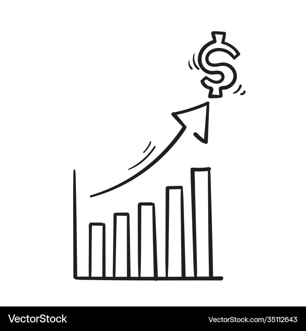 Hand gezeichnete Doodle-Diagramm Symbol für Geld zu erhöhen Hand gezeichnete Doodle-Diagramm Symbol für Geld zu erhöhen vektorbild