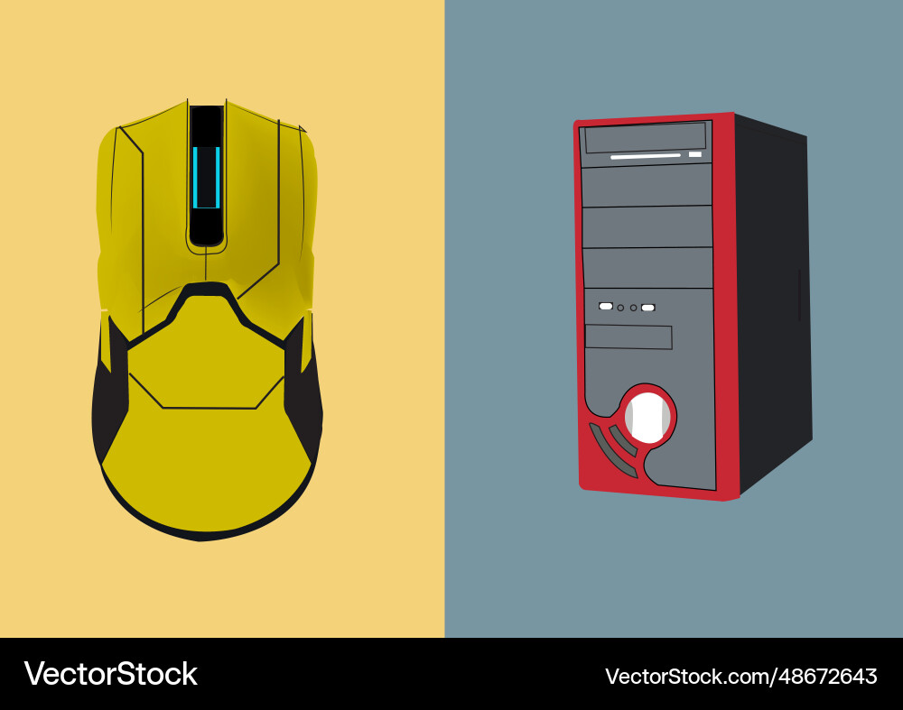 Image of computer cpu and mouse vector image