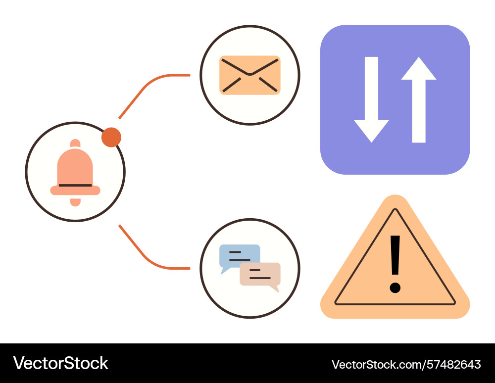 Notification system with messages alerts Notification system with messages alerts vector image