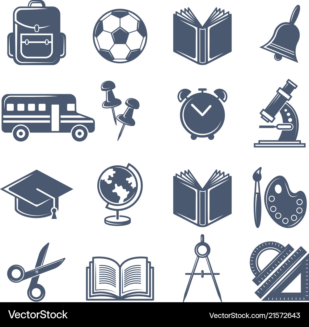 Schulsymbole schwarze Symbole Set von Schulsymbole schwarze Symbole Set von vektorbild