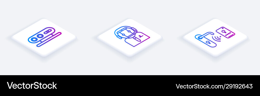 Set isometric line 3d scanning system worker Set isometric line 3d scanning system worker vector image