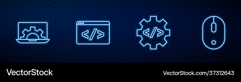 Set line front end development web and computer Set line front end development web and computer vector image
