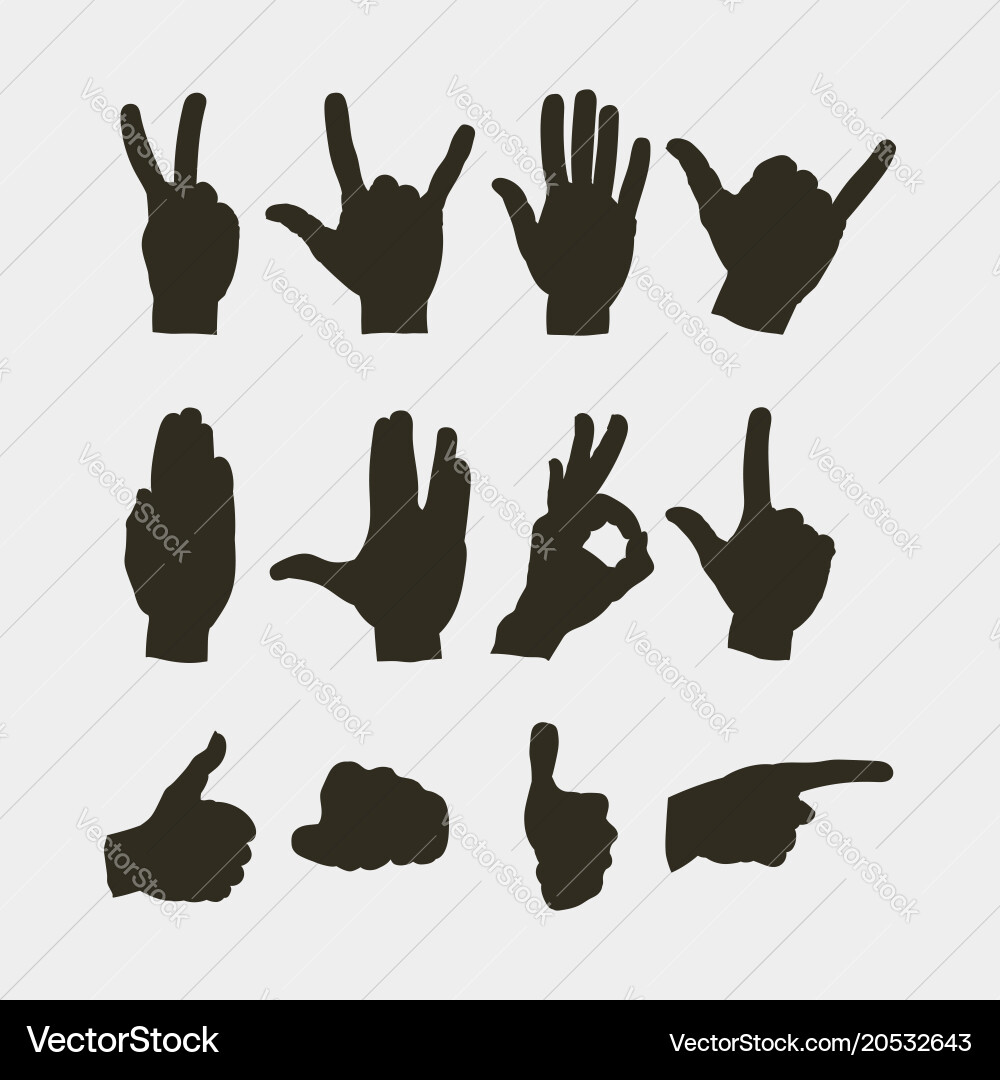 Set of hands showing different gestures vector image