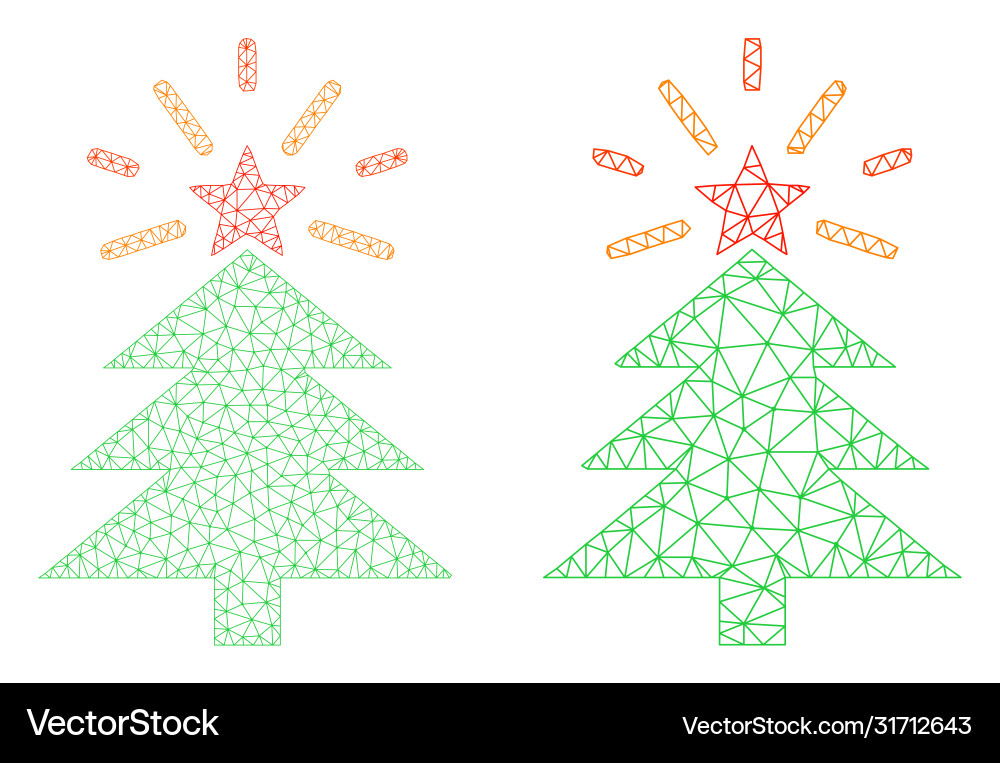 Shine christmas tree icon - polygonal mesh Shine christmas tree icon - polygonal mesh vector image