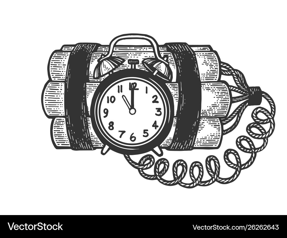 Time bomb sketch engraving Royalty Free Vector Image