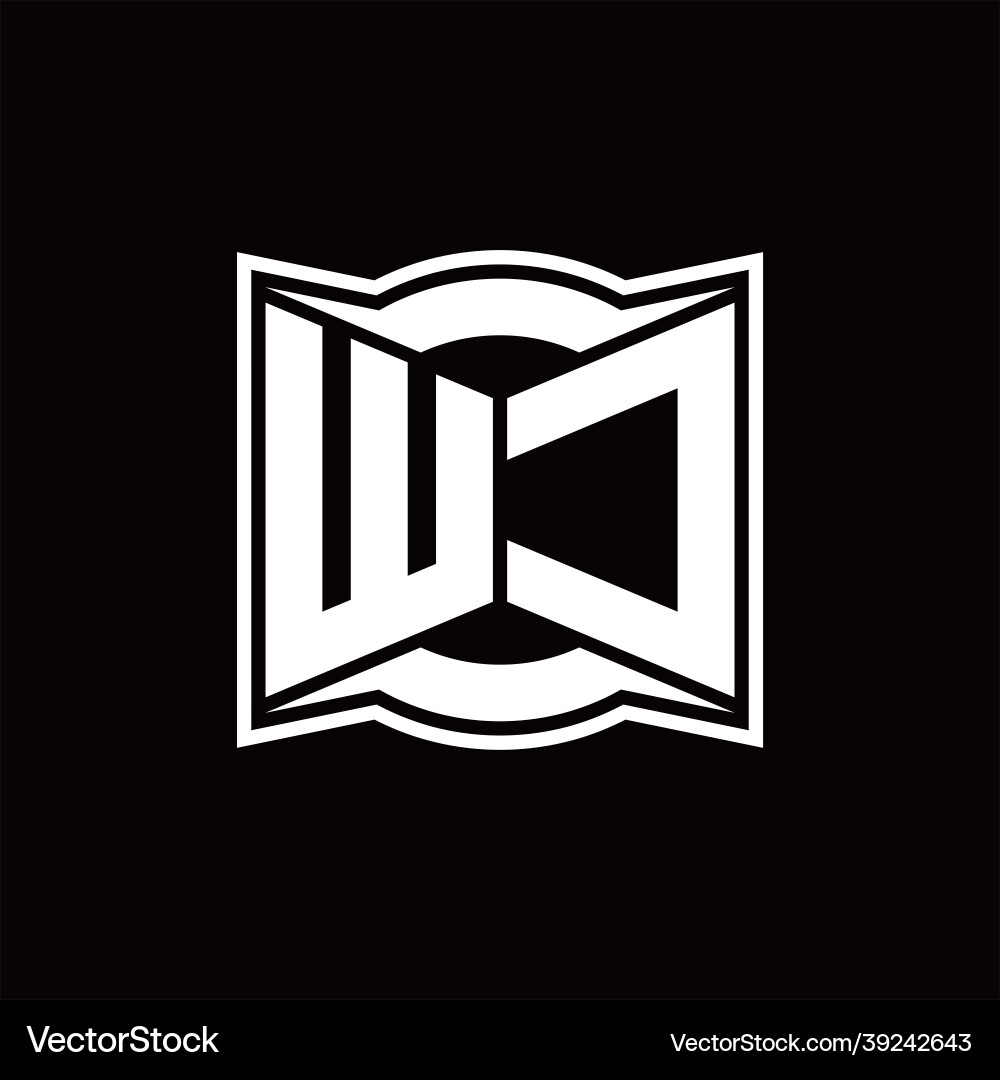 Wc logo monogram with abstract shape design vector image