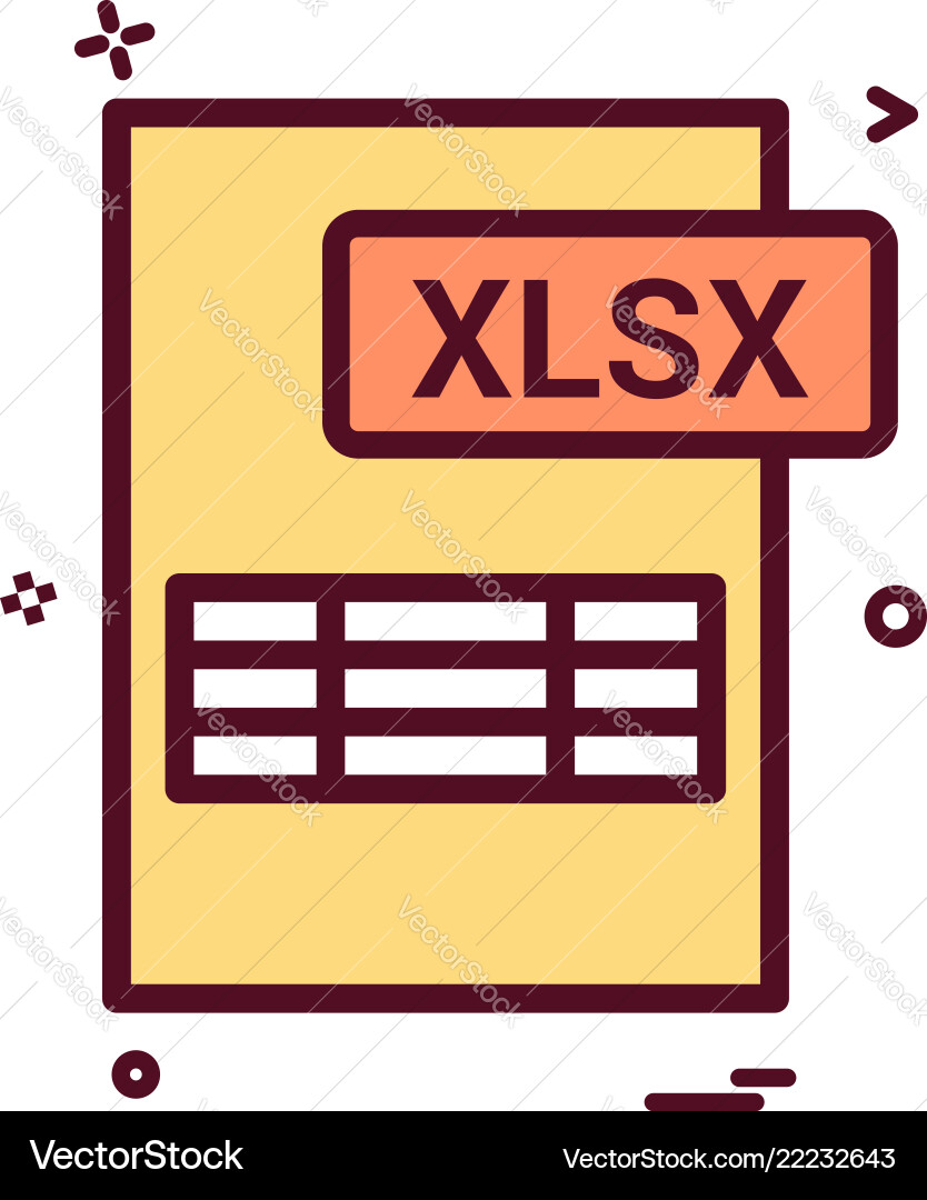 Xlsx file format icon design Xlsx file format icon design vector image