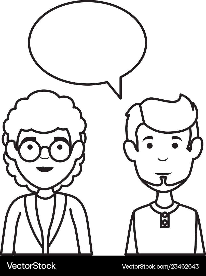 Young couple with speech bubble characters Young couple with speech bubble characters vector image