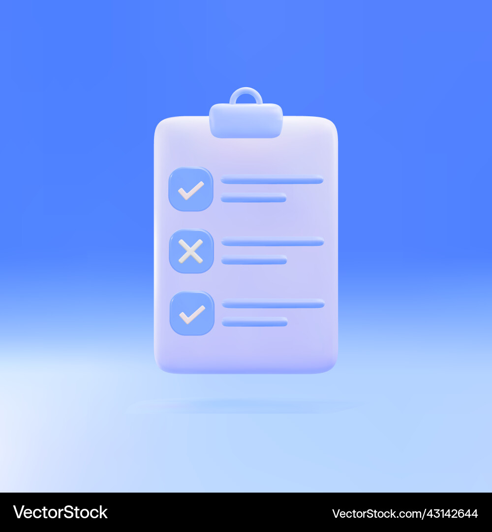 3d assignment icon clipboard checklist document 3d assignment icon clipboard checklist document vector image