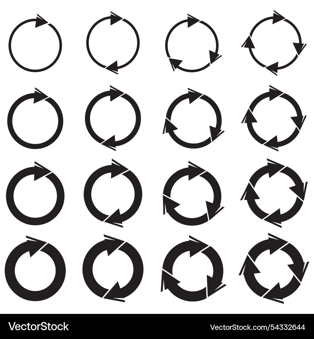 Arrow circle set rotating arrows collection Vector Image