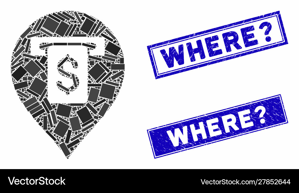 Cash machine pointer mosaic and distress rectangle Vector Image