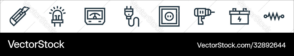 Electrician tools and line icons linear set Electrician tools and line icons linear set vector image