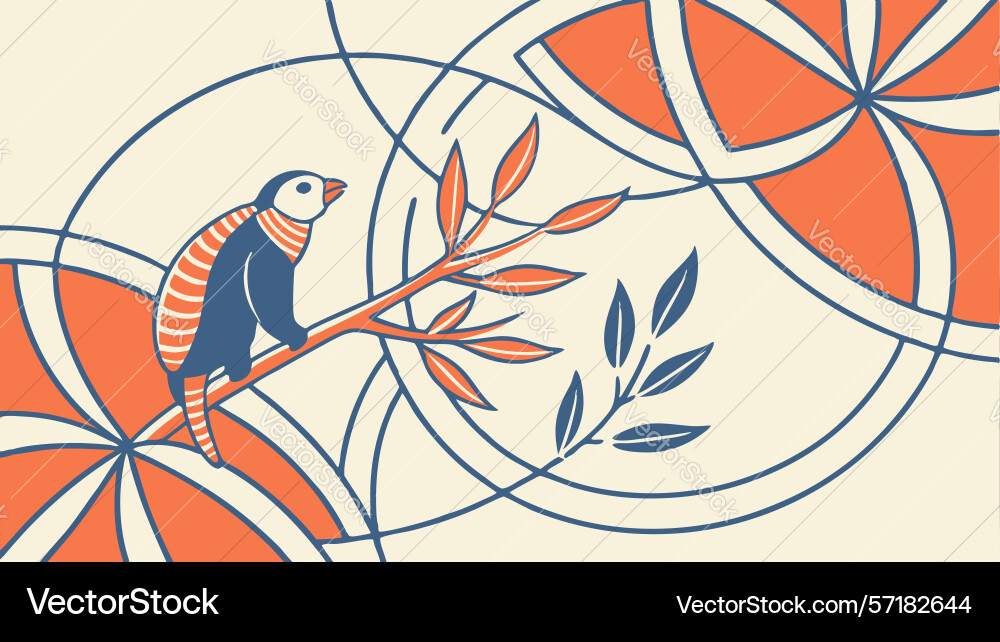 Geometric bird pattern abstract avian art vector image