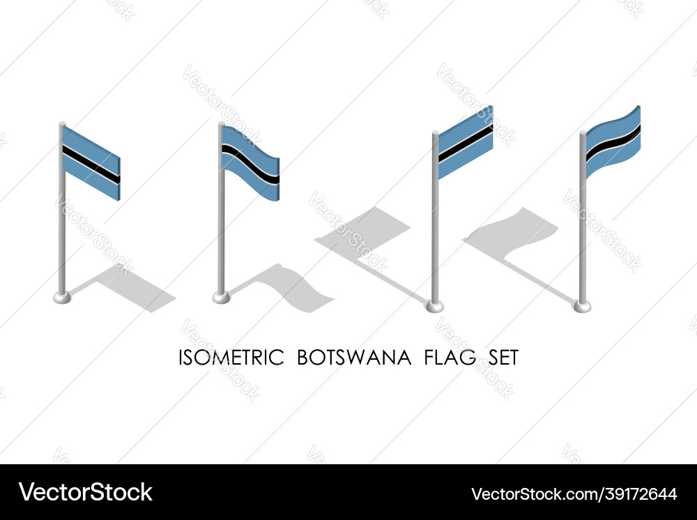 Isometric flag of botswana in static position Isometric flag of botswana in static position vector image