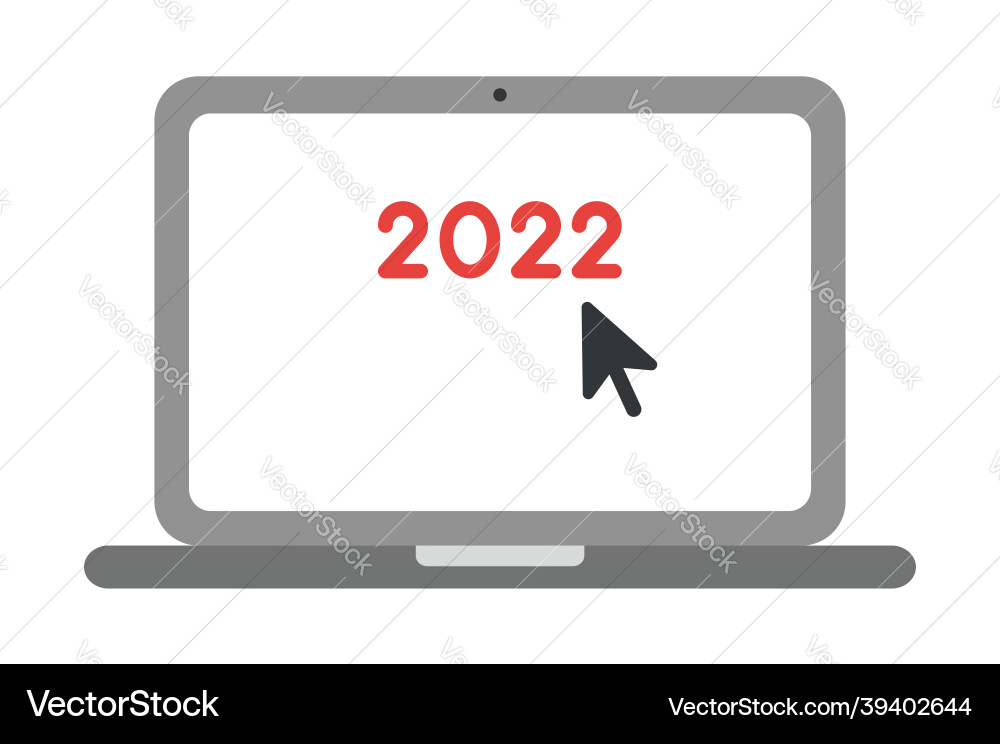 New year concept click to 2022 with mouse arrow New year concept click to 2022 with mouse arrow Vector Image
