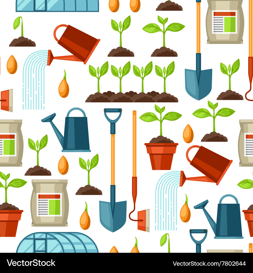 Seamless pattern with agriculture objects vector image