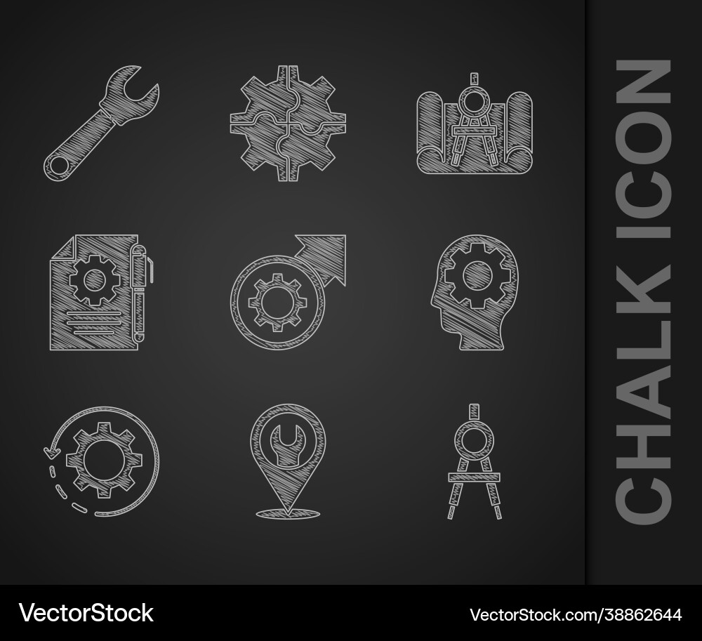 Set gear and arrows as workflow process location Vector Image