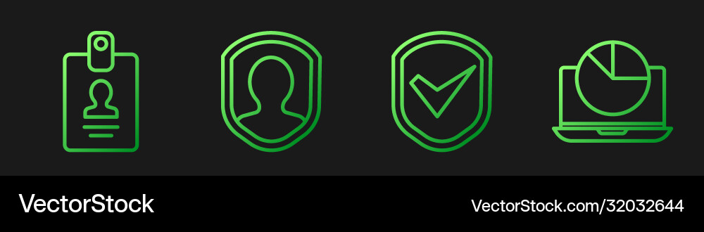 Set line shield with check mark identification vector image