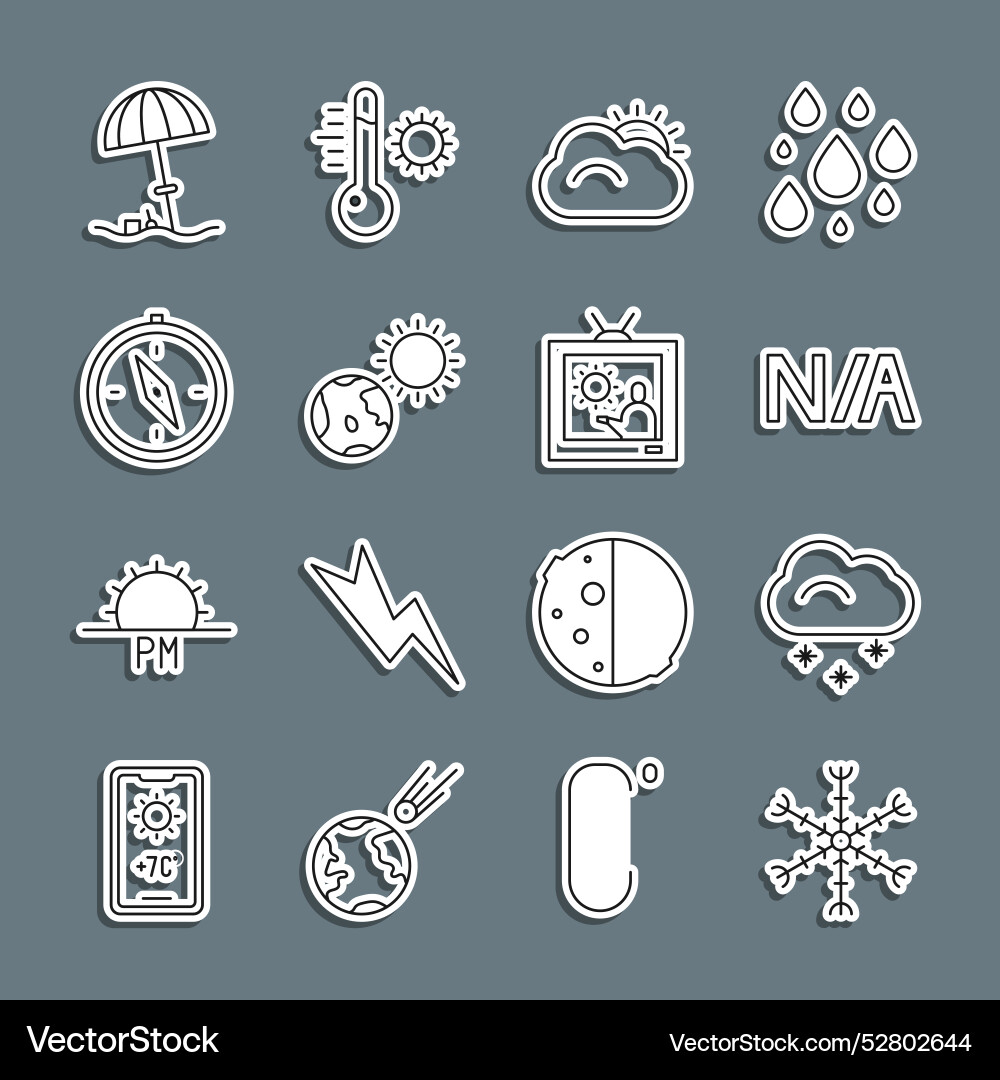 Set line snowflake cloud with snow not applicable Set line snowflake cloud with snow not applicable vector image