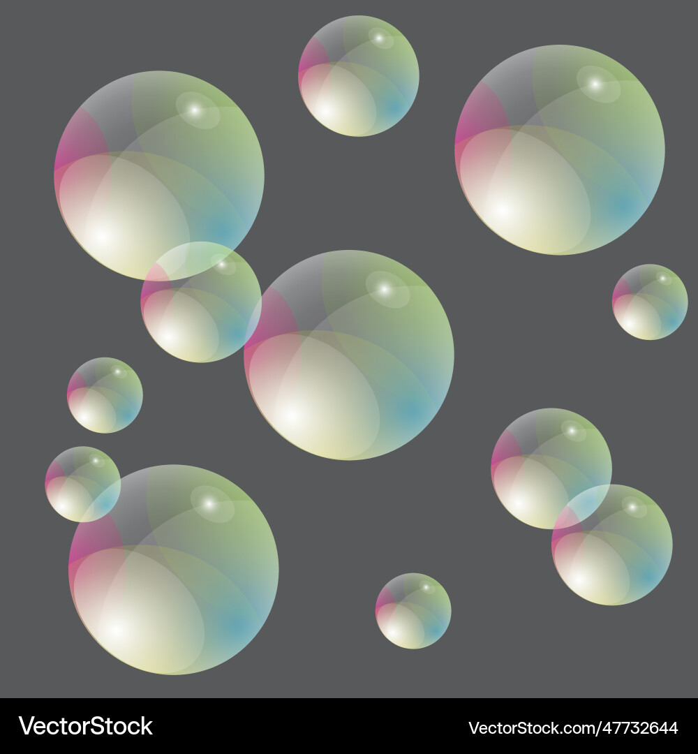 Transparent soap bubbles with iridescent gradient Vector Image