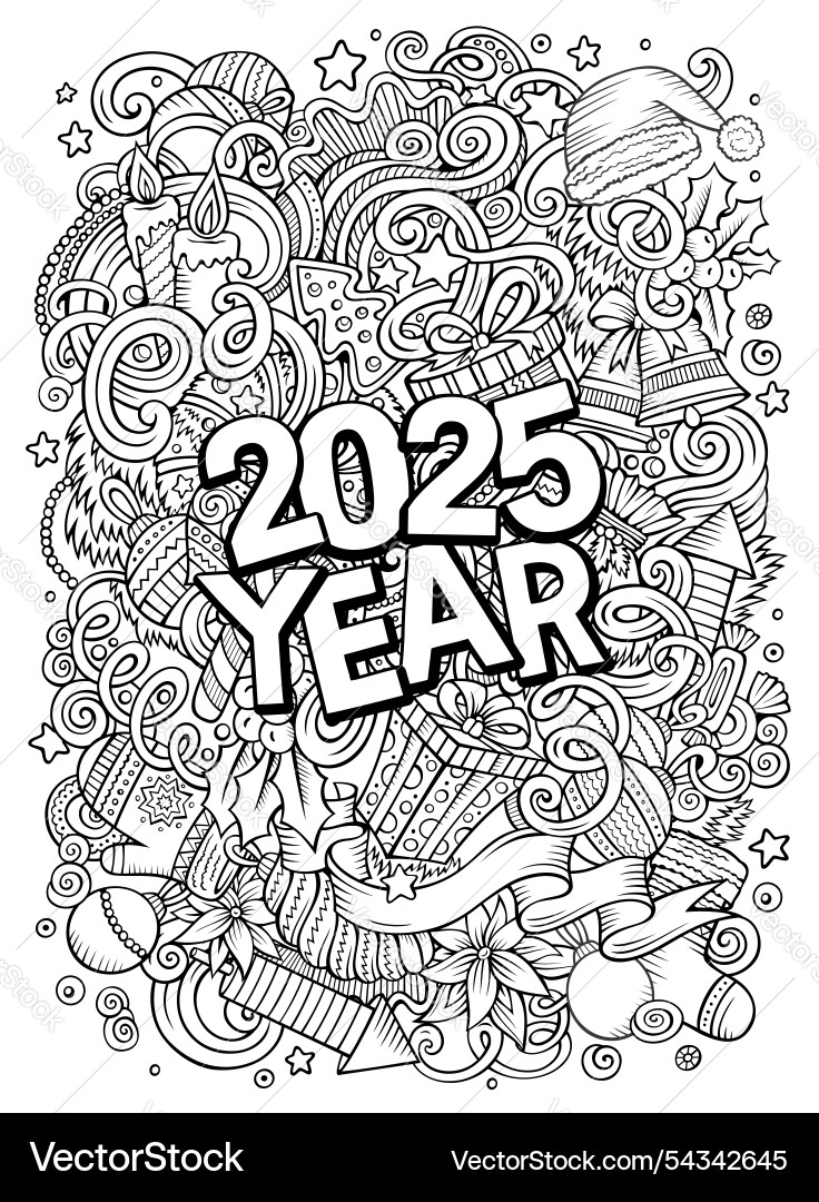 2025 doodles new year objects and elements design 2025 doodles new year objects and elements design vector image