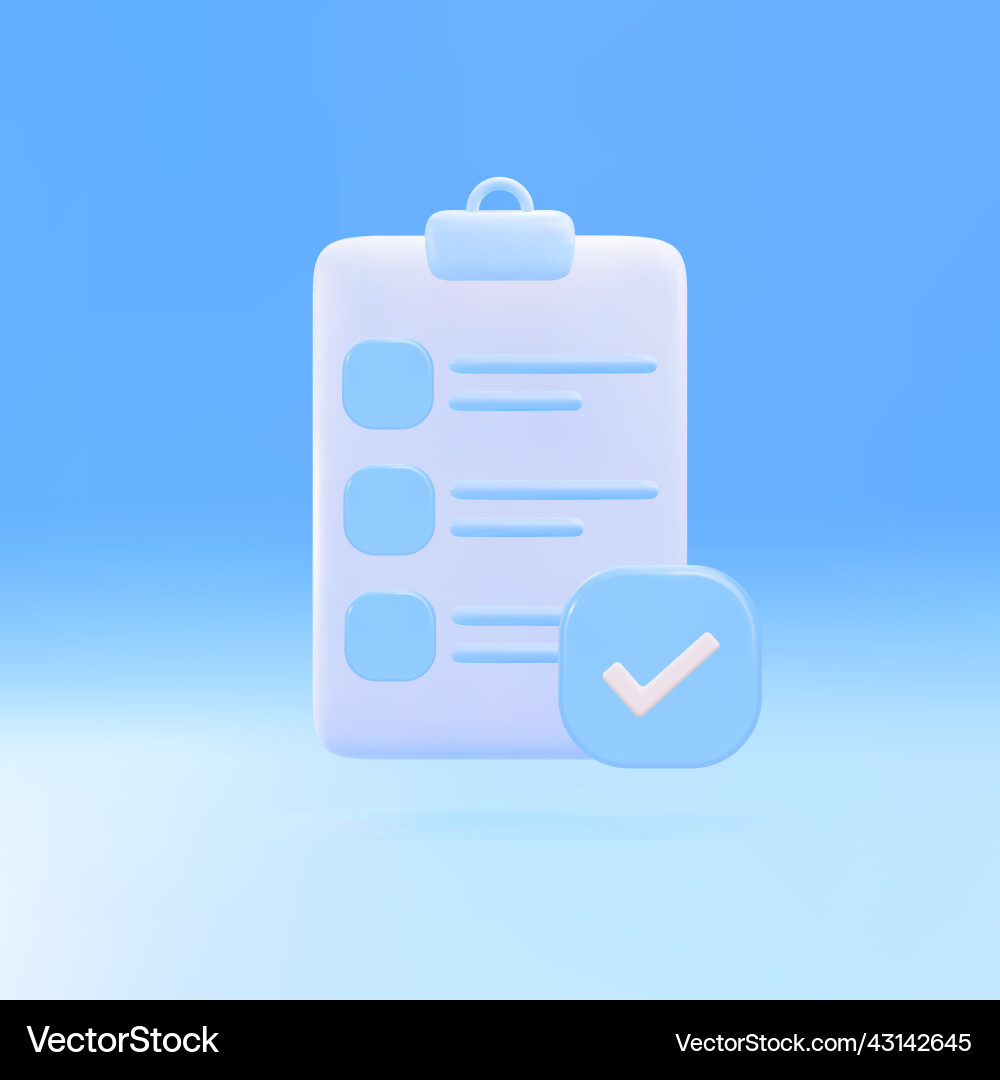 3d assignment done icon clipboard checklist 3d assignment done icon clipboard checklist vector image