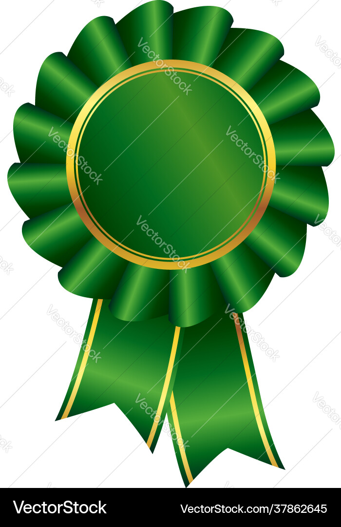 Beautiful green ribbon award with gold accents Vector Image