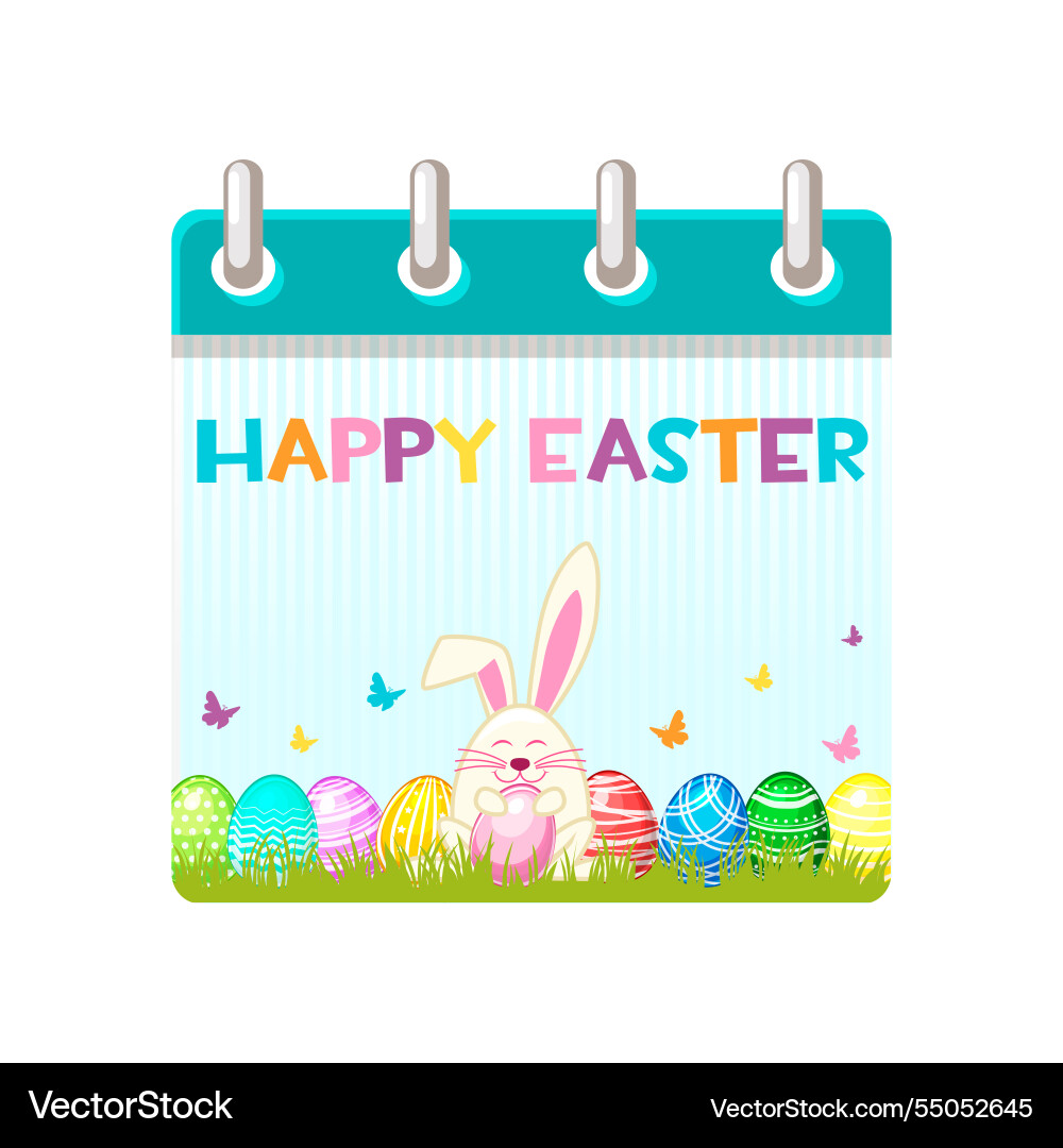 Calendar page for easter day with bunny Vector Image