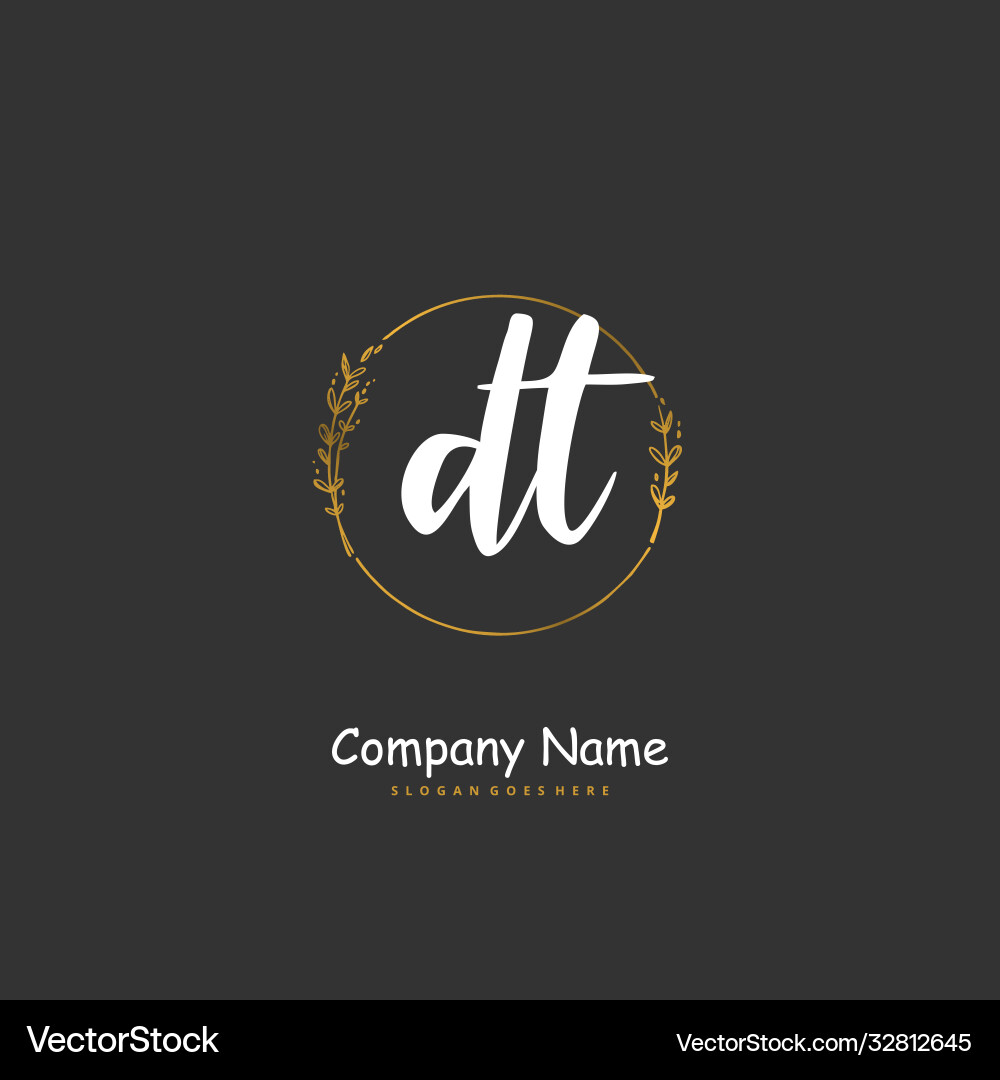 D t dt initial handwriting and signature logo D t dt initial handwriting and signature logo Vector Image