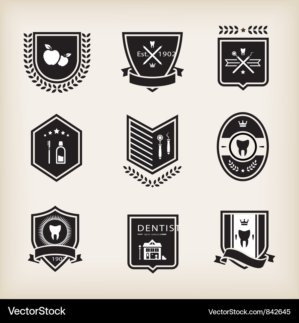 Dental Badges & Icons Royalty Free Vector Image