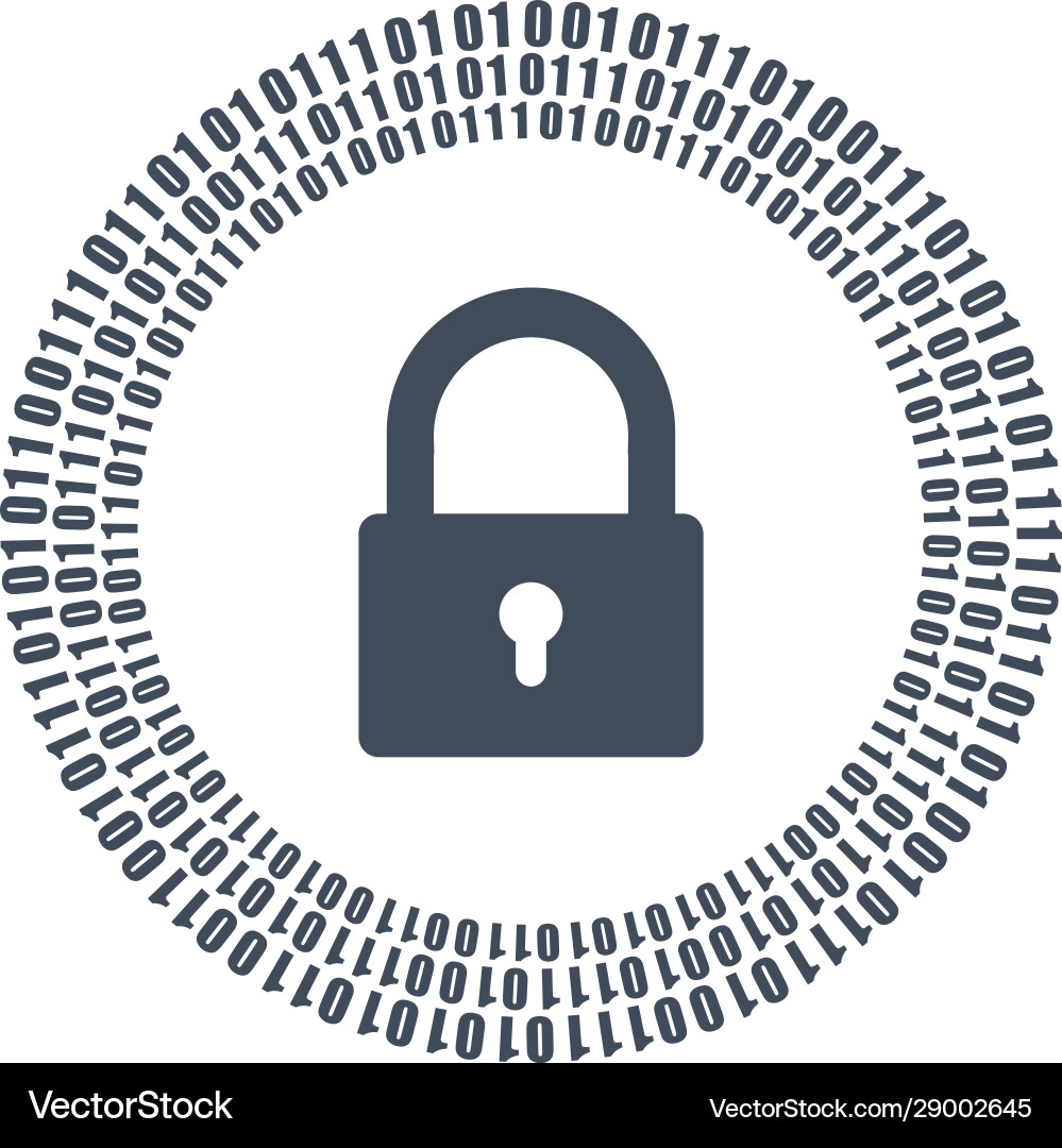 Digital Security Lock with Binary Code vector image