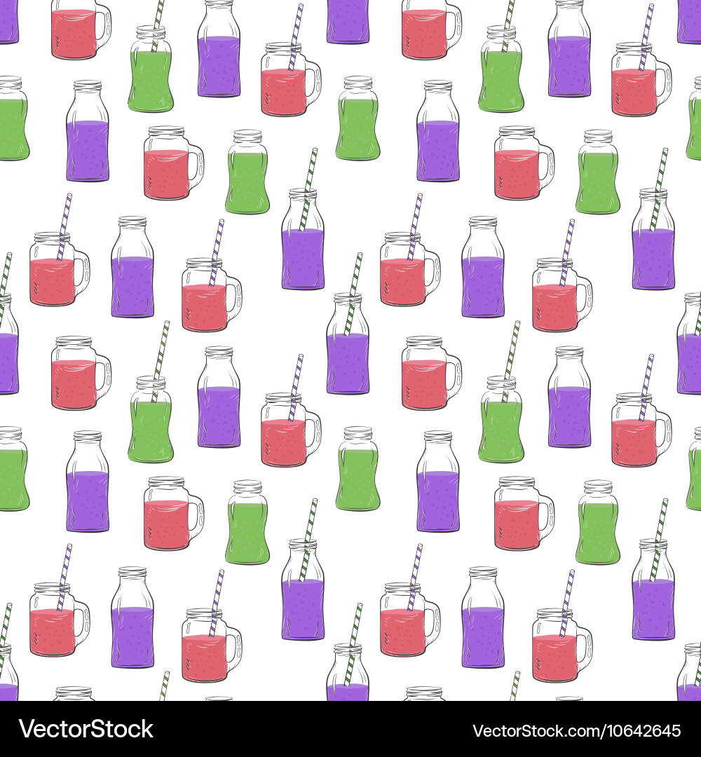 Glass bottles sketches pattern vector image