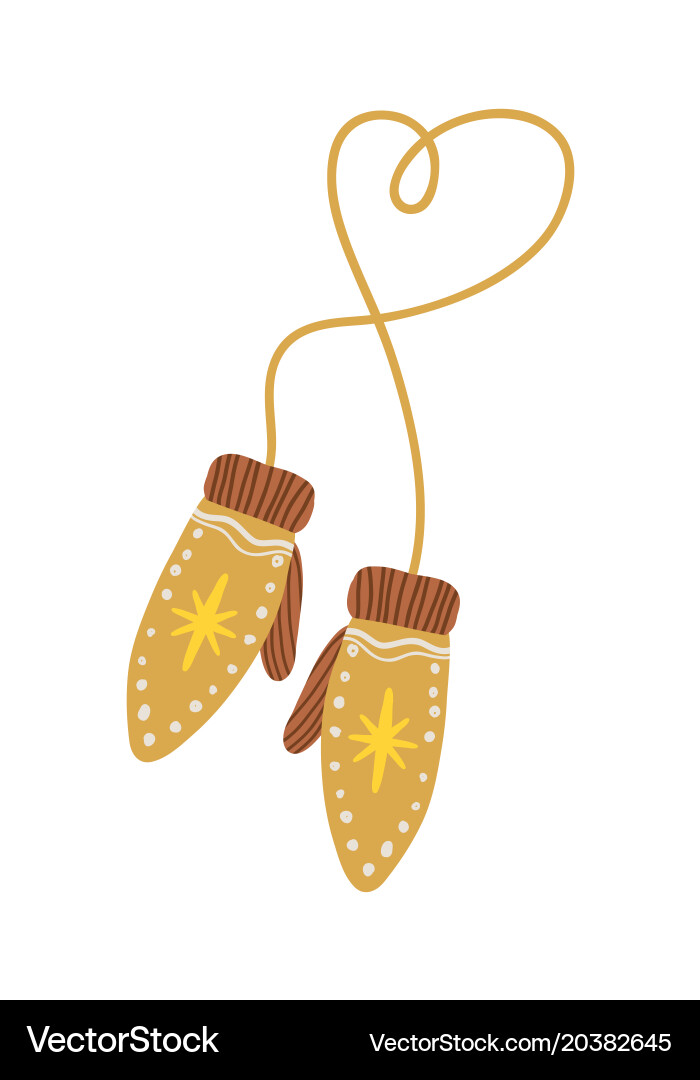 Gloves connected with elastic Vector Image
