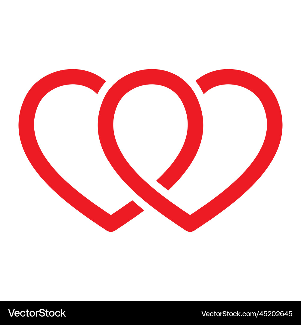 Linked hearts icon loop from two vector image