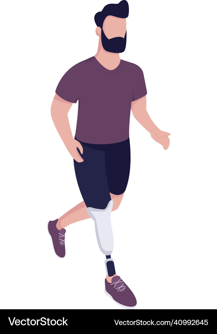 Man with artificial leg running flat color Man with artificial leg running flat color Vector Image
