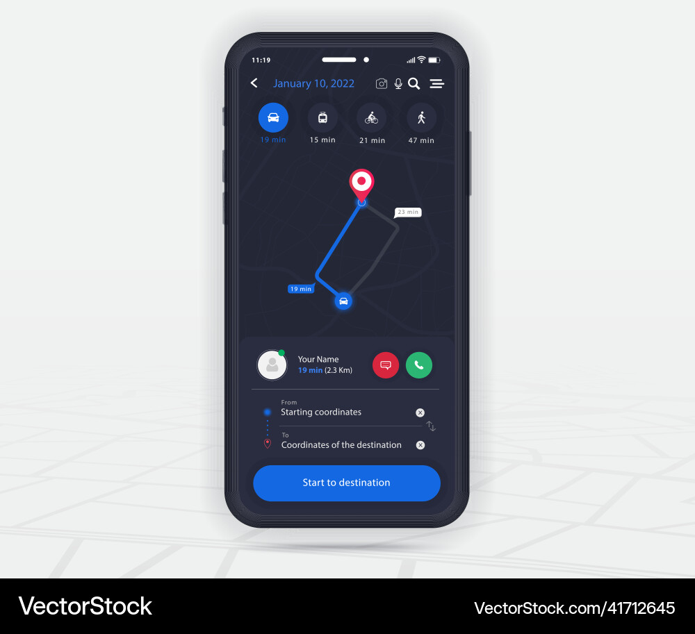 Map gps navigation app ux ui concept mobile Map gps navigation app ux ui concept mobile vector image