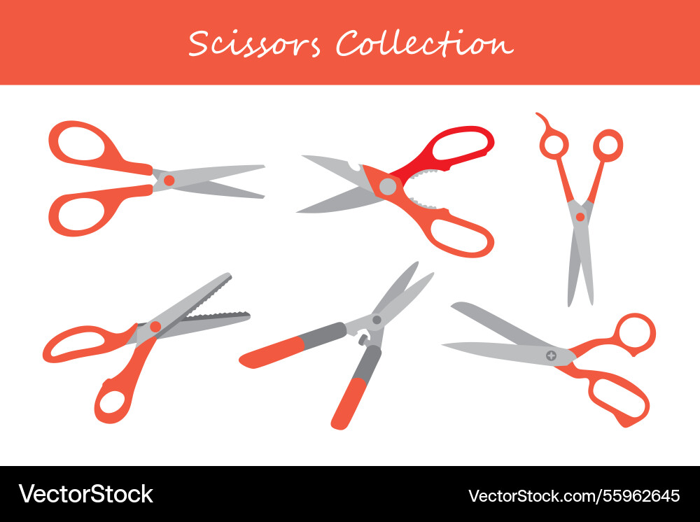 Scissors collection in different style Scissors collection in different style vector image