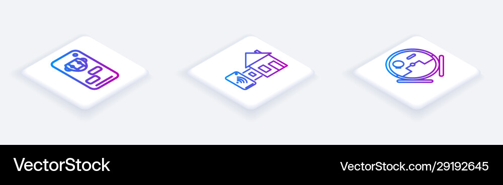 Set isometric line bot smart home and robot Set isometric line bot smart home and robot vector image