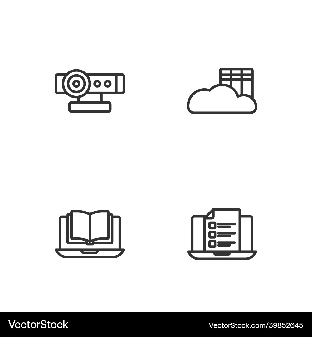 Set line online quiz test survey class web Set line online quiz test survey class web vector image