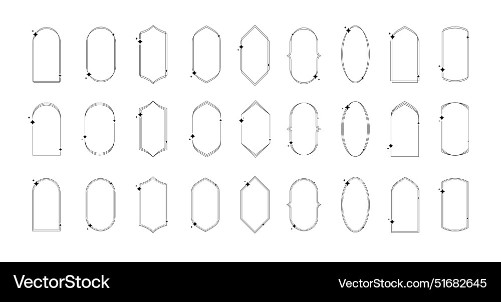 Set of minimal linear frames with sparkles Vector Image