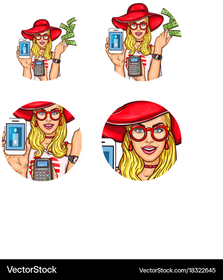 Set of pop art round avatar icon for users vector image