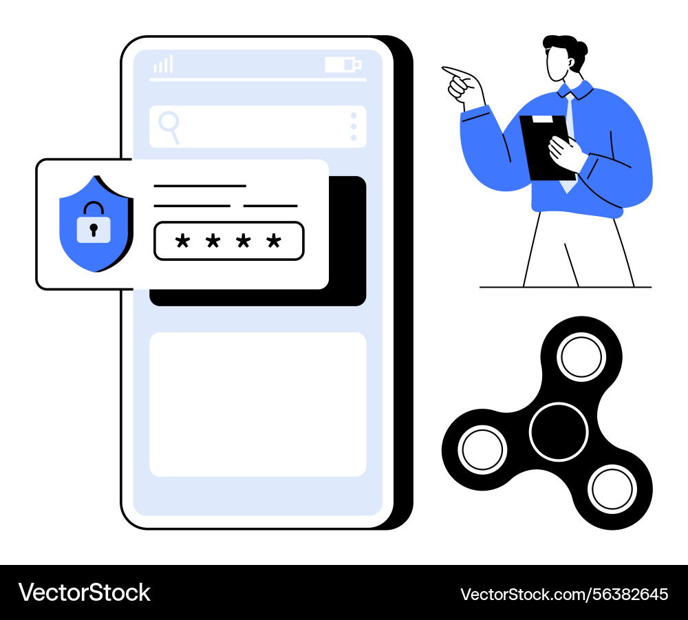 User exploring mobile security with password User exploring mobile security with password vector image