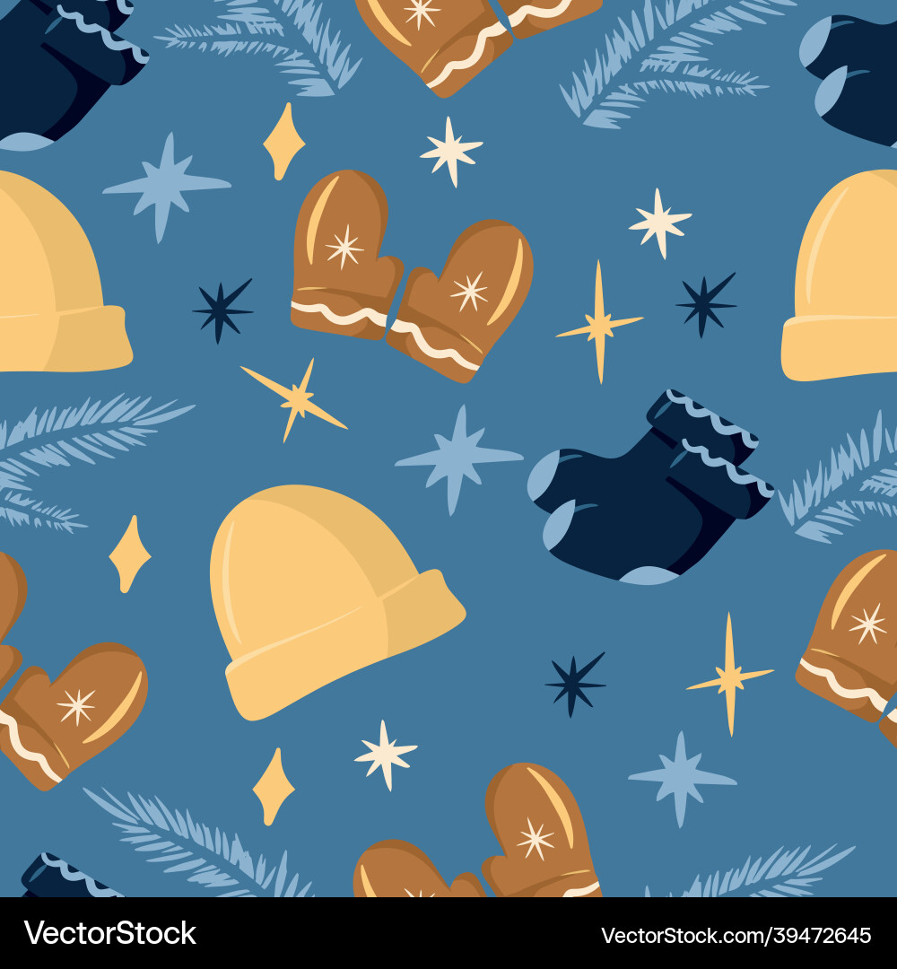 Winter seamless pattern with elements Winter seamless pattern with elements vector image
