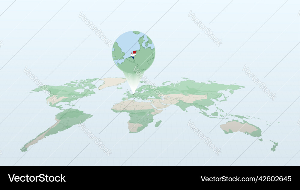 World map in perspective showing the location vector image