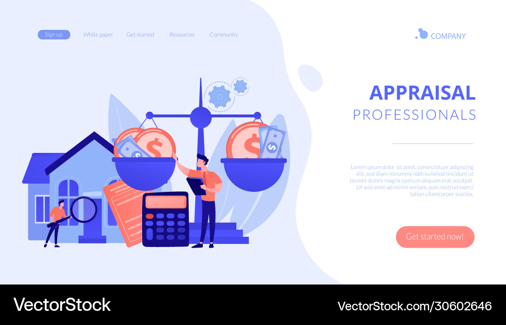 Appraisal services concept landing page Appraisal services concept landing page vector image
