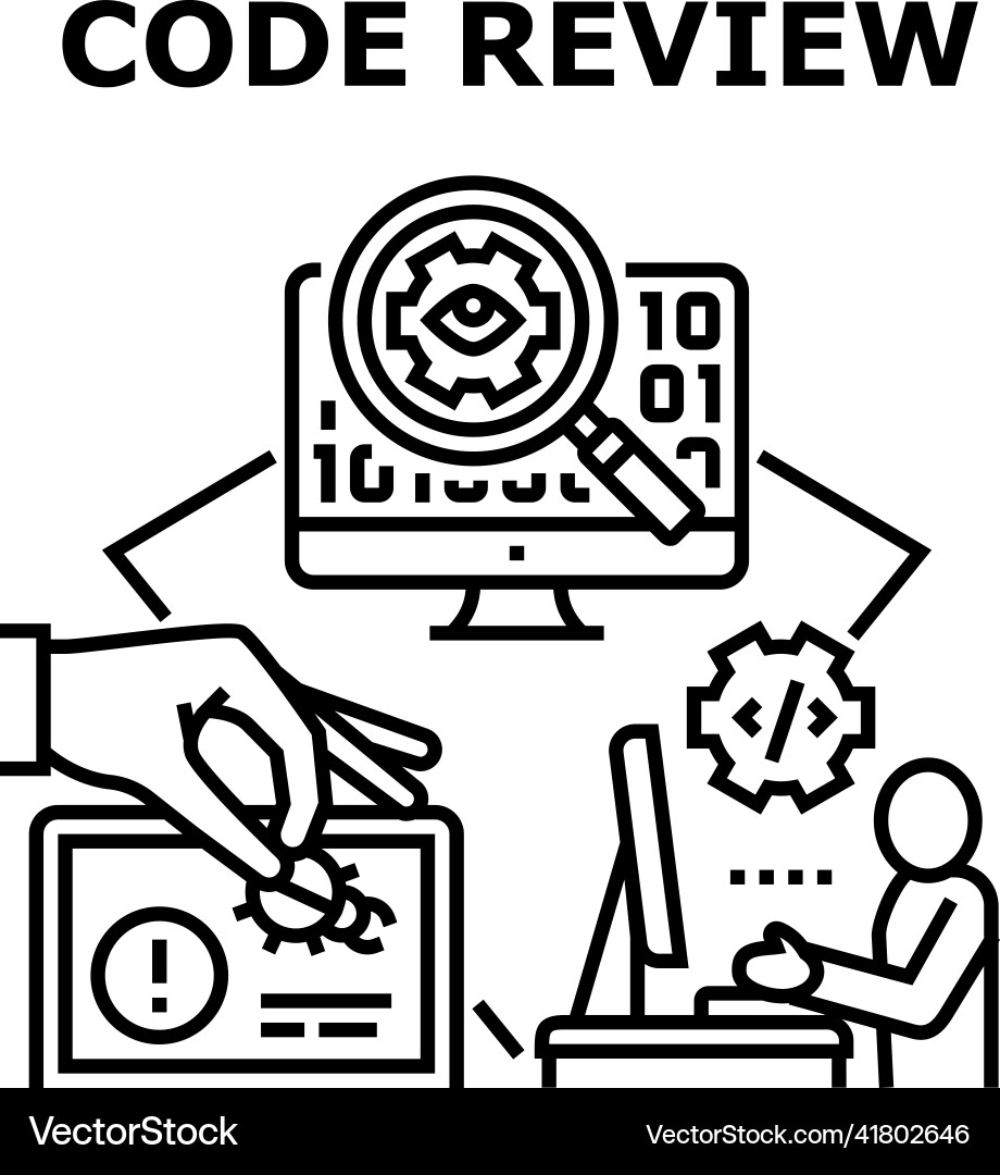 Code review concept black Code review concept black vector image