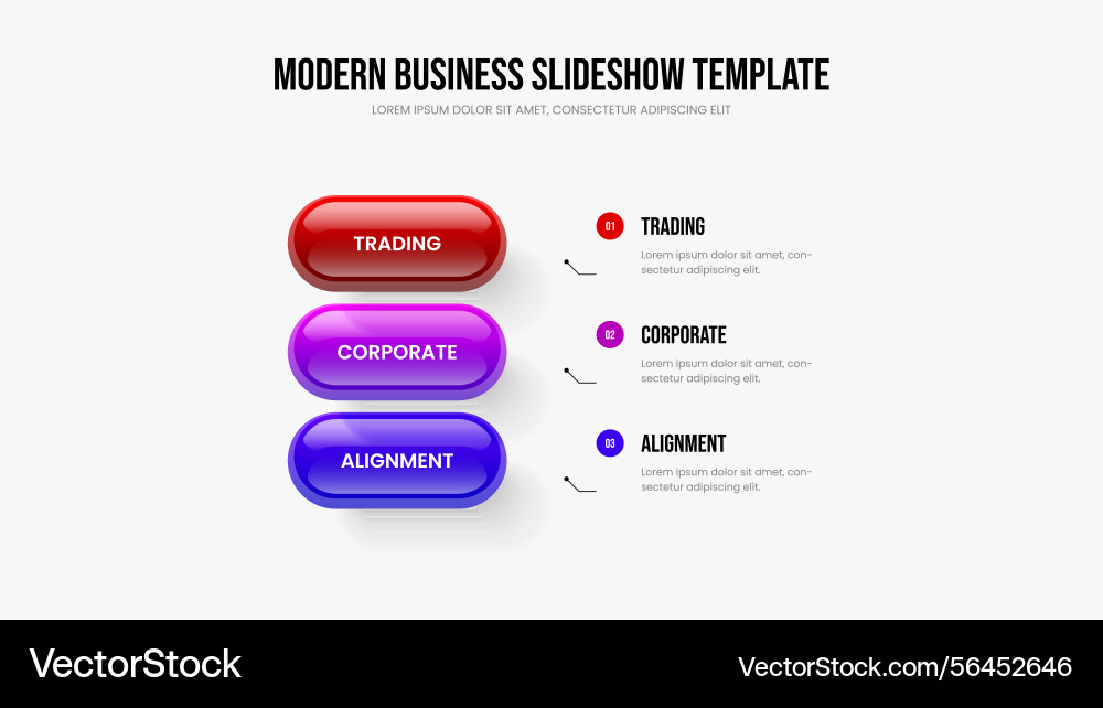 Creative solution three element diagram slideshow Creative solution three element diagram slideshow vector image