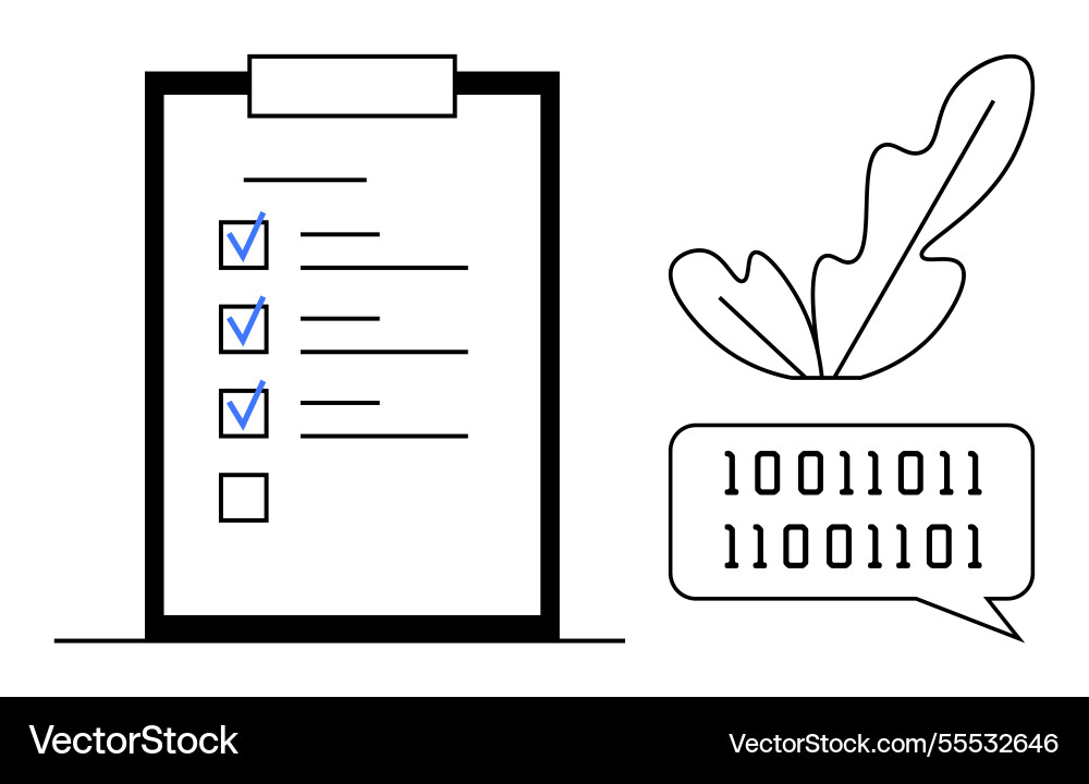 Digital checklist with binary code Digital checklist with binary code vector image