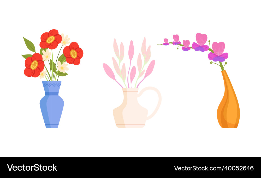 Flower bouquet and bunch rested in ceramic vase Flower bouquet and bunch rested in ceramic vase vector image